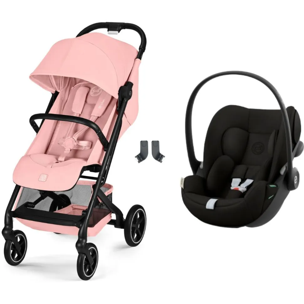 Poussette duo beezy 4 compacte candy pink avec siège auto cloud g i-size