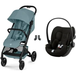 Poussette duo beezy 4 compacte stormy blue avec siège auto cloud g i-size