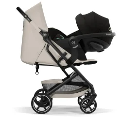 Poussette duo beezy 4 compacte dune grey avec siège auto aton b2 i-size