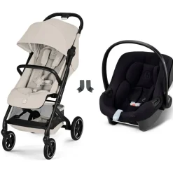 Poussette duo beezy 4 compacte dune grey avec siège auto aton b2 i-size