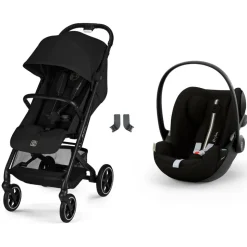 Poussette duo beezy 4 compacte magic black avec siège auto cloud g3 i-size tissu plus