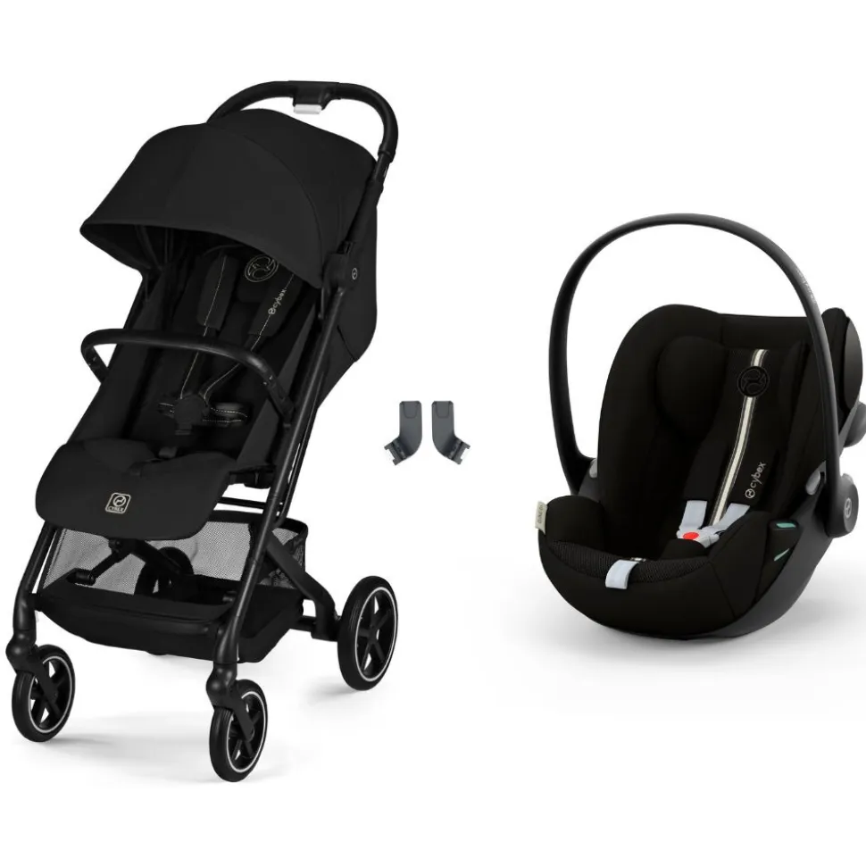 Poussette duo beezy 4 compacte magic black avec siège auto cloud g3 i-size tissu plus