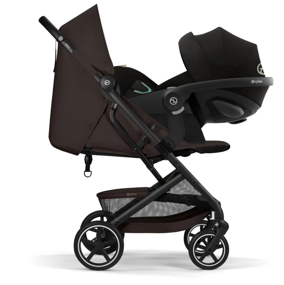 Poussette duo beezy 4 compacte chocolate brown avec siège auto aton b2 i-size