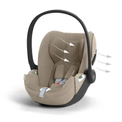 Poussette duo beezy 4 compacte almond beige avec siège auto cloud t i-size tissu plus