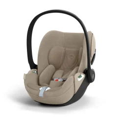Poussette duo beezy 4 compacte almond beige avec siège auto cloud t i-size tissu plus