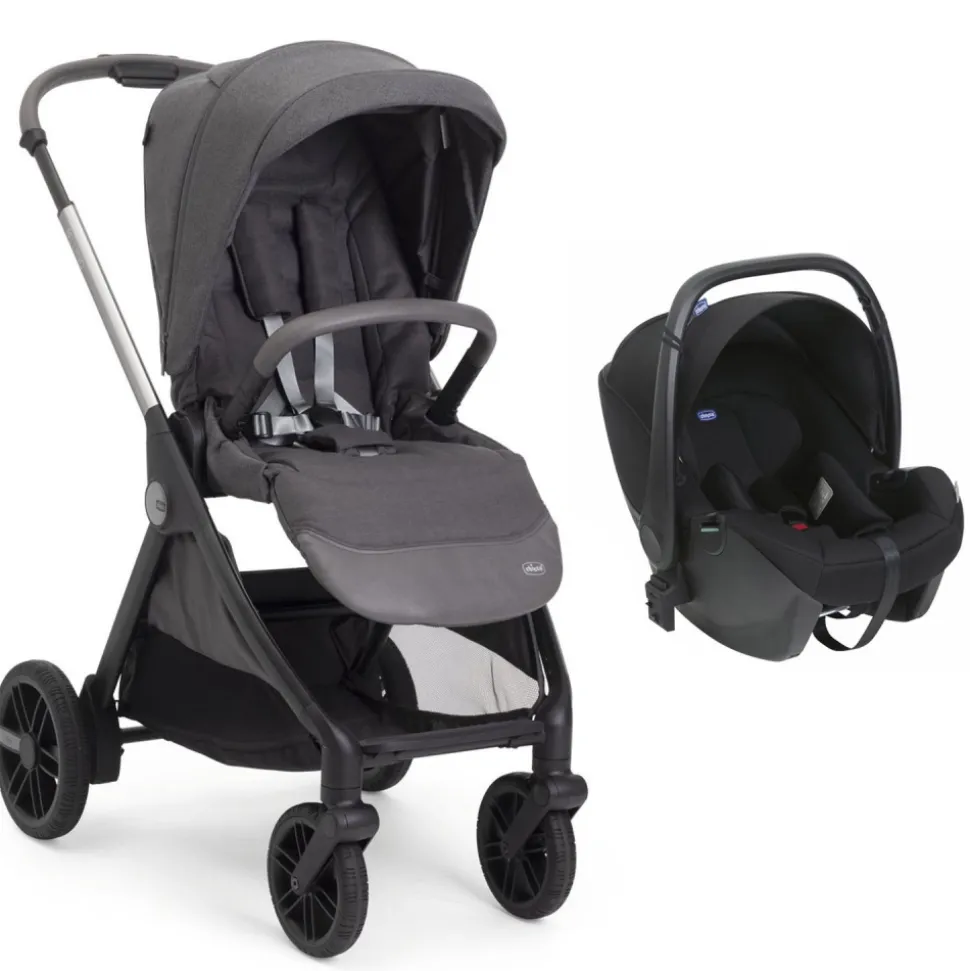 Poussette duo belllagio 2 black satin + siège auto kory essential