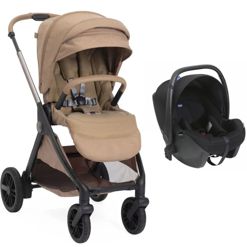 Poussette duo belllagio 2 caramel + siège auto kory essential