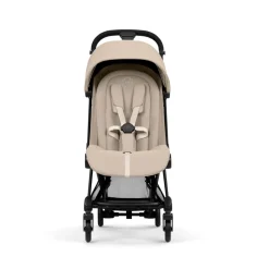 Poussette duo compacte coya 2 avec nacelle pliable châssis matt black cozy beige