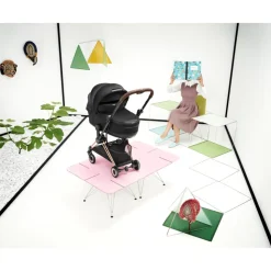 Poussette duo compacte coya 2 avec nacelle pliable châssis rosegold sepia black