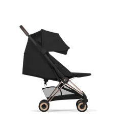 Poussette duo compacte coya 2 avec nacelle pliable châssis rosegold sepia black