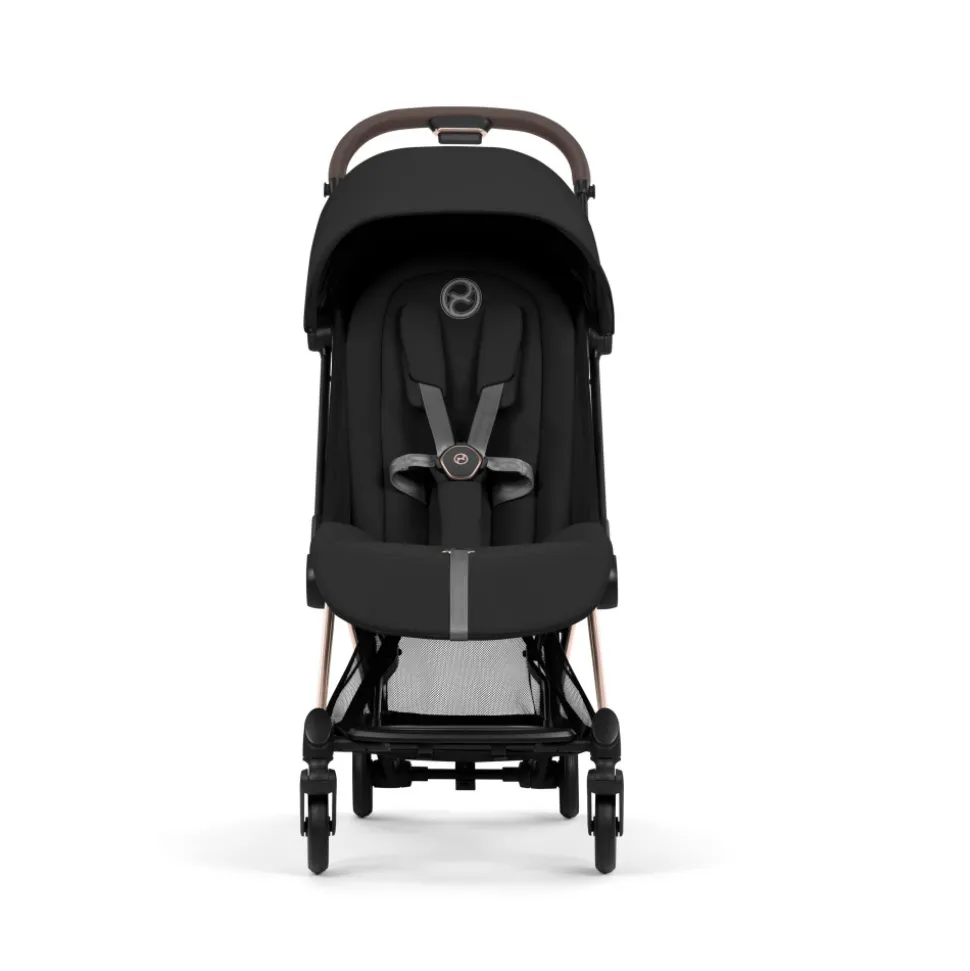 Poussette duo compacte coya 2 avec nacelle pliable châssis rosegold sepia black