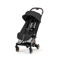 Poussette duo compacte coya 2 avec nacelle pliable châssis rosegold sepia black