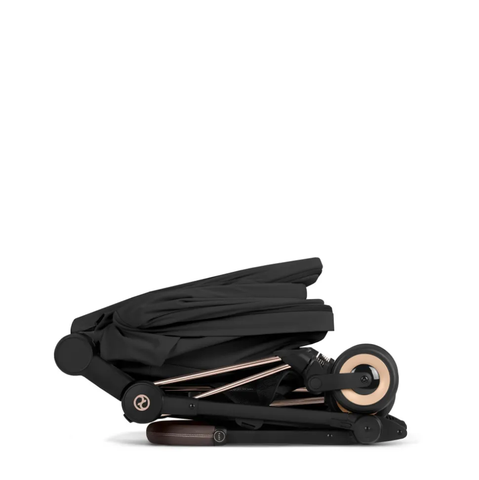 Poussette duo compacte coya 2 avec nacelle pliable châssis rosegold sepia black