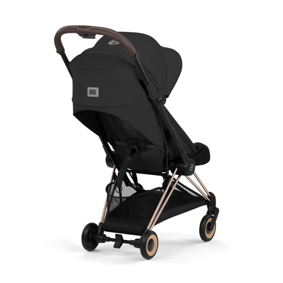 Poussette duo compacte coya 2 avec nacelle pliable châssis rosegold sepia black
