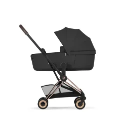 Poussette duo compacte coya 2 avec nacelle pliable châssis rosegold sepia black
