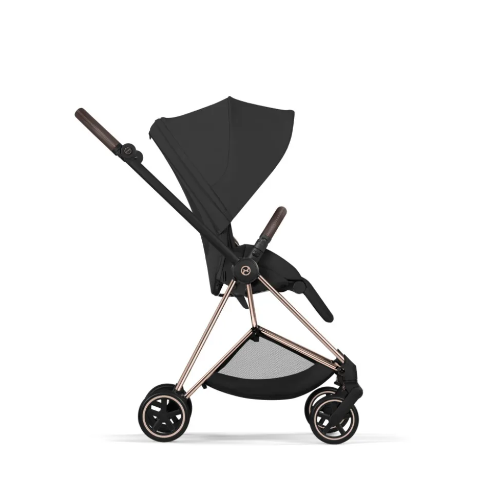Poussette duo compacte mios 4 avec nacelle pliable châssis rosegold sepia black
