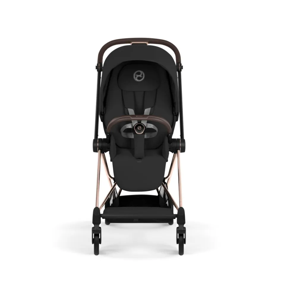 Poussette duo compacte mios 4 avec nacelle pliable châssis rosegold sepia black