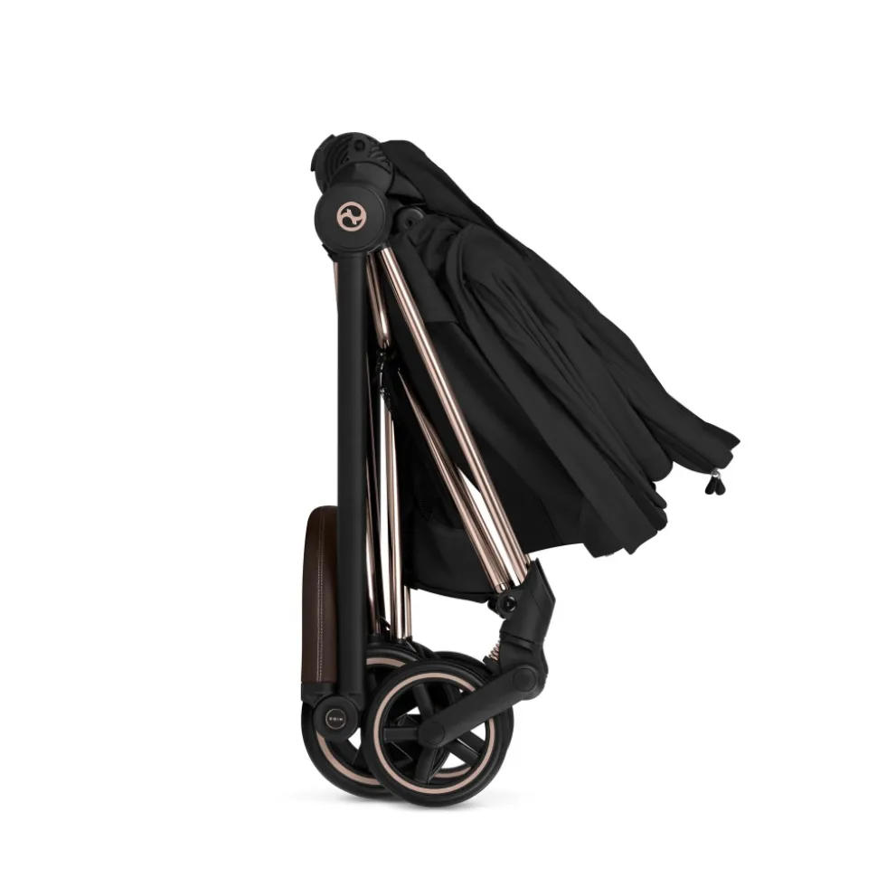 Poussette duo compacte mios 4 avec nacelle pliable châssis rosegold sepia black