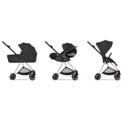 Poussette duo compacte mios 4 avec nacelle pliable châssis rosegold sepia black