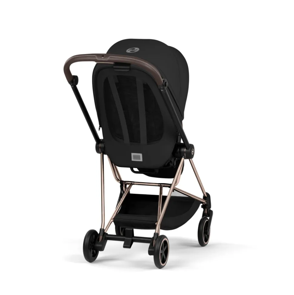 Poussette duo compacte mios 4 avec nacelle pliable châssis rosegold sepia black
