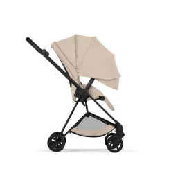 Poussette duo compacte mios 4 avec nacelle pliable châssis matt black cozy beige