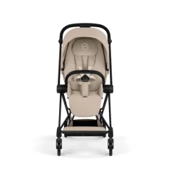 Poussette duo compacte mios 4 avec nacelle pliable châssis matt black cozy beige
