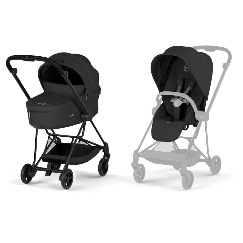 Poussette duo compacte mios 4 avec nacelle pliable châssis matt black sepia black