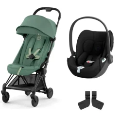 Poussette duo coya leaf green châssis matt black + cloud t i-size