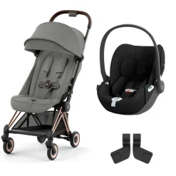 Poussette duo coya mirage grey châssis rosegold + cloud t i-size