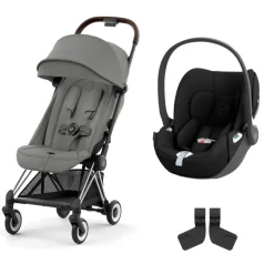 Poussette duo coya mirage grey châssis chrome brown + cloud t i-size