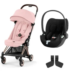Poussette duo coya peach pink châssis rosegold + cloud t i-size