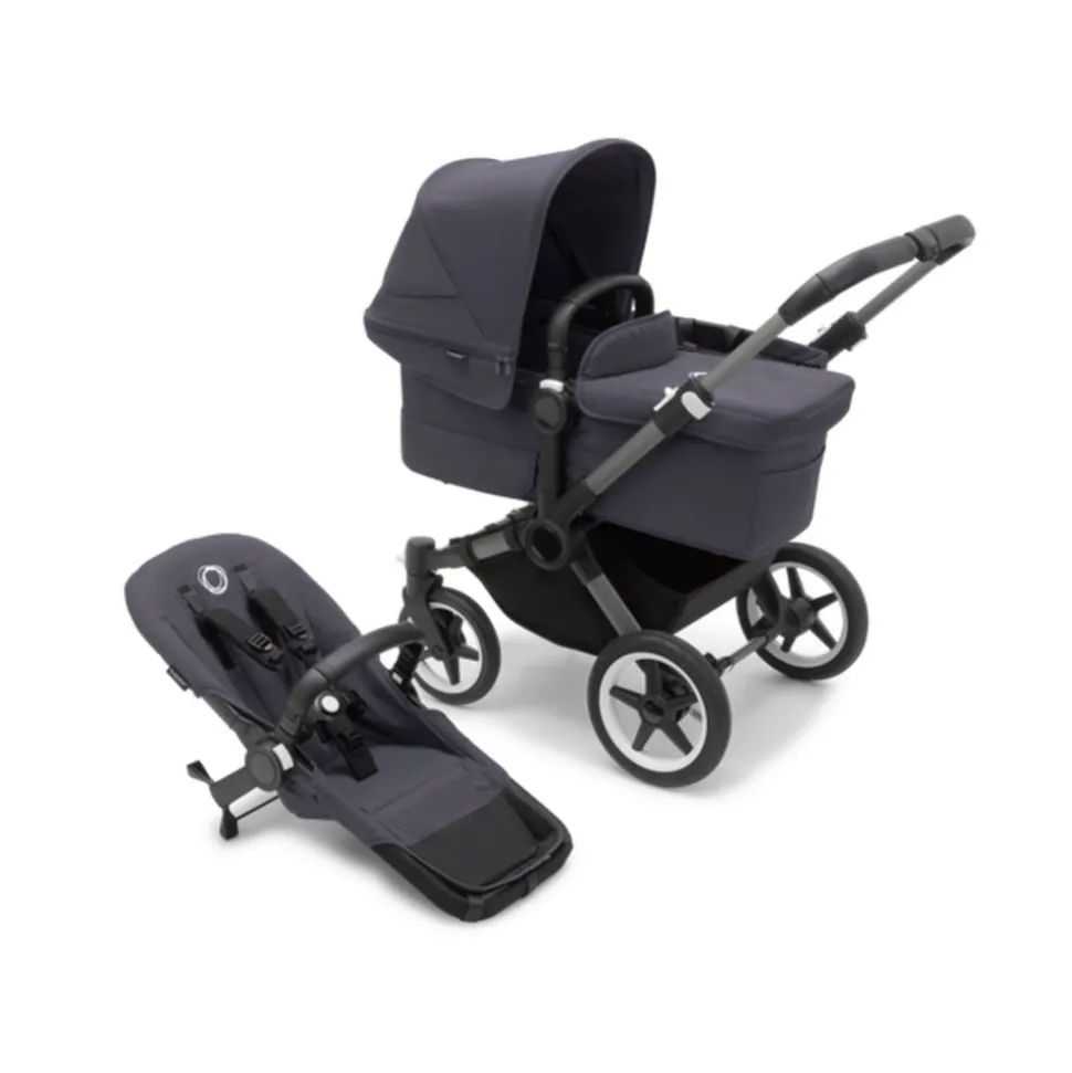 Poussette duo donkey 5 châssis noir bleu
