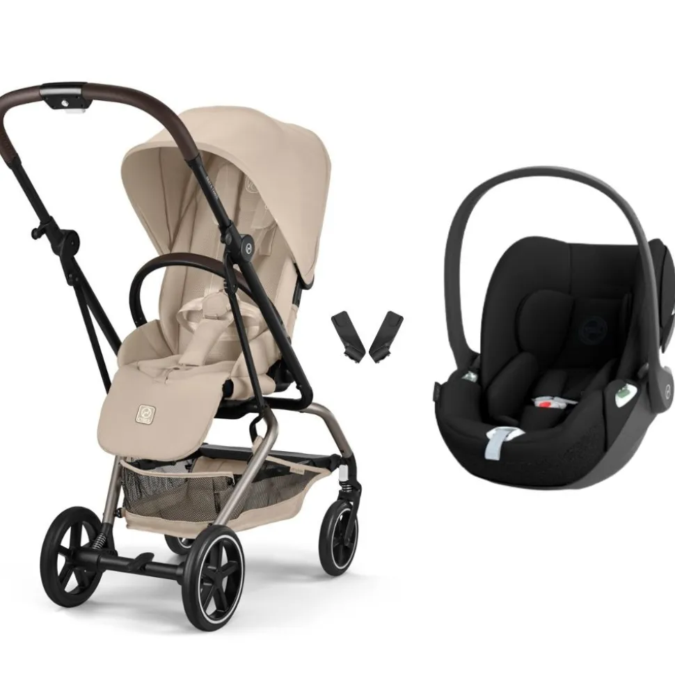 Poussette duo eezy s twist+ 2 pivotante almond beige avec siège auto cloud t i-size