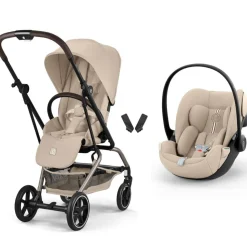 Poussette duo eezy s twist+ 2 pivotante almond beige avec siège auto cloud g3 i-size tissu plus