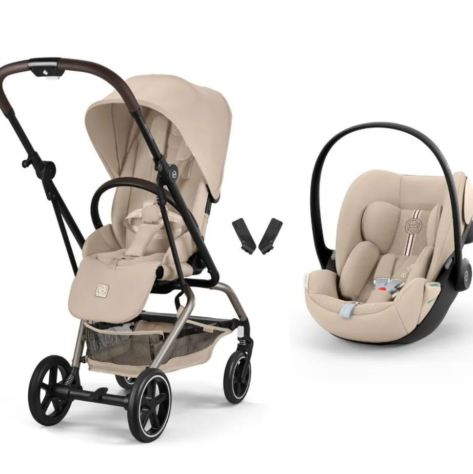 Poussette duo eezy s twist+ 2 pivotante almond beige avec siège auto cloud g3 i-size tissu plus