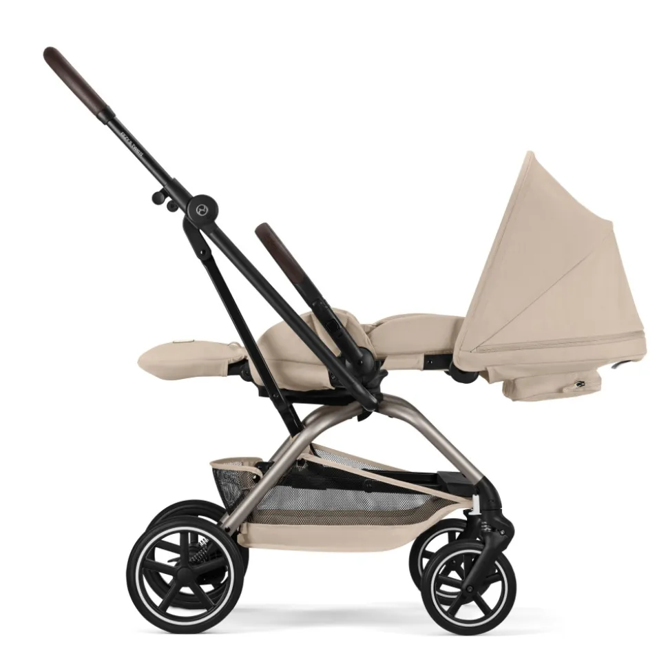 Poussette duo eezy s twist+ 2 pivotante almond beige avec siège auto cloud t i-size tissu plus