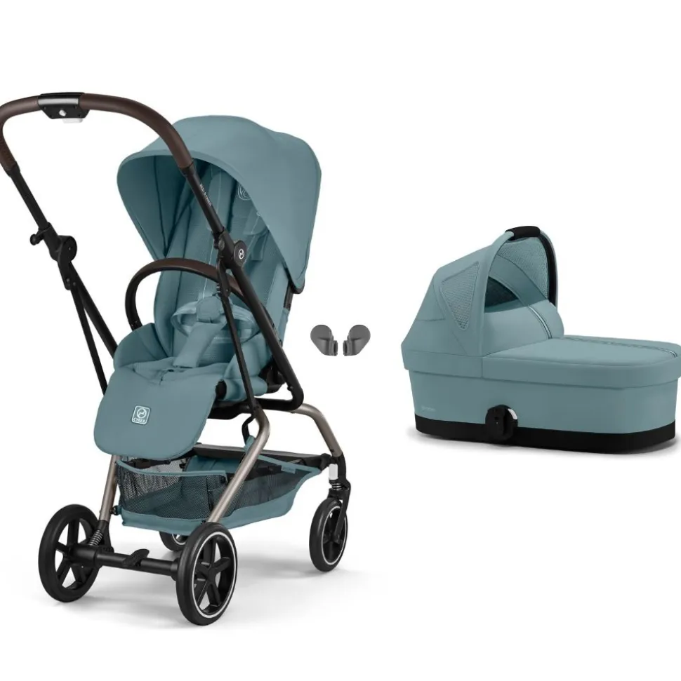 Poussette duo eezy s twist+ 2 pivotante stormy blue avec nacelle cot s