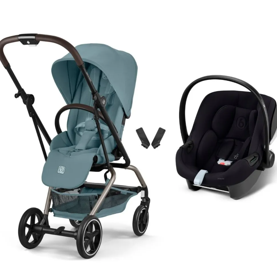 Poussette duo eezy s twist+ 2 pivotante stormy blue avec siège auto aton b2 i-size
