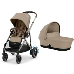Poussette duo e-gazelle s almond beige + nacelle s