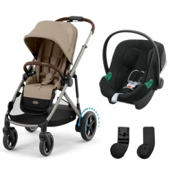 Poussette duo e-gazelle s almond beige + siège auto aton b2 i-size
