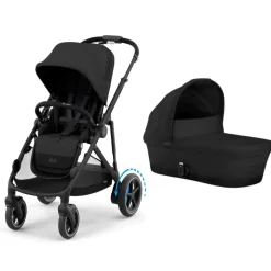 Poussette duo e-gazelle s moon black châssis noir + nacelle