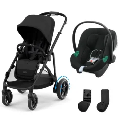Poussette duo e-gazelle s moon black + siège auto aton b2 i-size