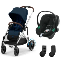 Poussette duo e-gazelle s ocean blue + siège auto aton b2 i-size