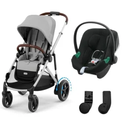 Poussette duo e-gazelle s stone grey + siège auto aton b2 i-size