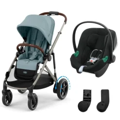Poussette duo e-gazelle s stormy blue + siège auto aton b2 i-size