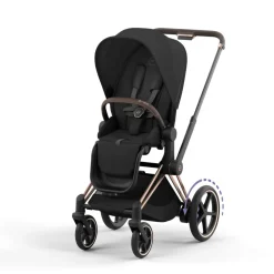 Poussette duo e-priam 2 sepia black châssis rose gold + cloud t i-size