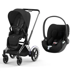 Poussette duo e-priam 2 sepia black châssis chrome black + cloud t i-size
