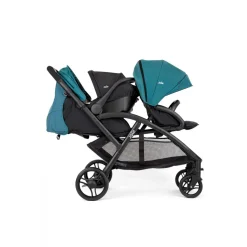 Poussette duo evalite double capri bleu + siège auto i-snug 2 shale noir