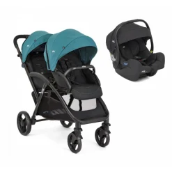 Poussette duo evalite double capri bleu + siège auto i-gemm 3 shale noir