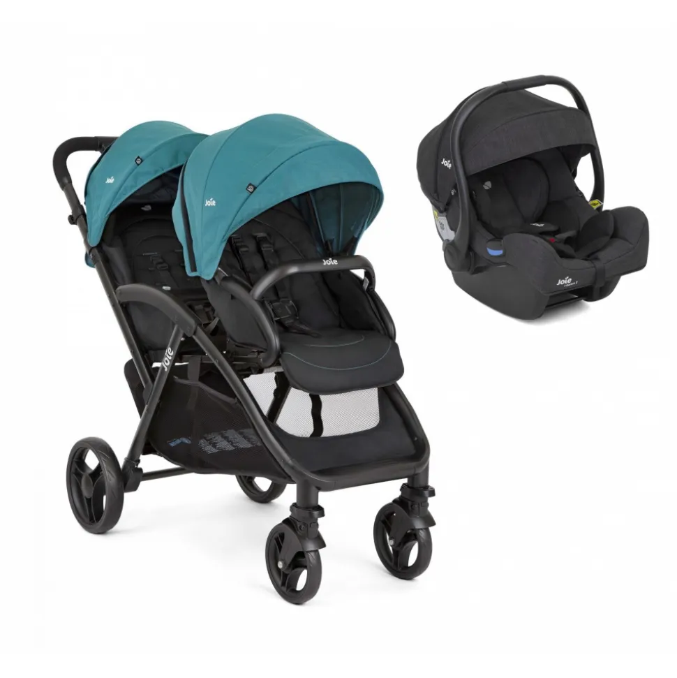 Poussette duo evalite double capri bleu + siège auto i-gemm 3 shale noir
